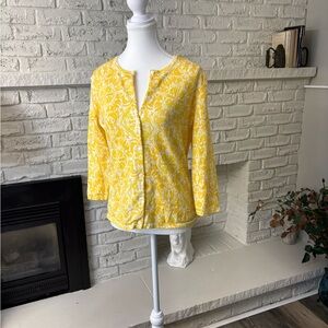 Mercer & Madison Bright Yellow Patterned Cardigan Size Large